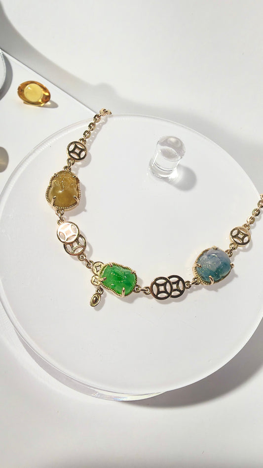 Celestial Pixiu Jadeite Prosperity Bracelet