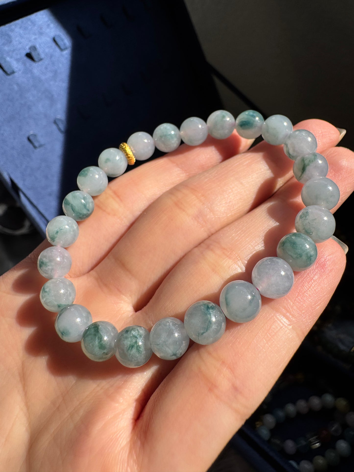 Light Violet Icy with Blue Floral Pattern - Ngọc Băng Lam Hoa Bay