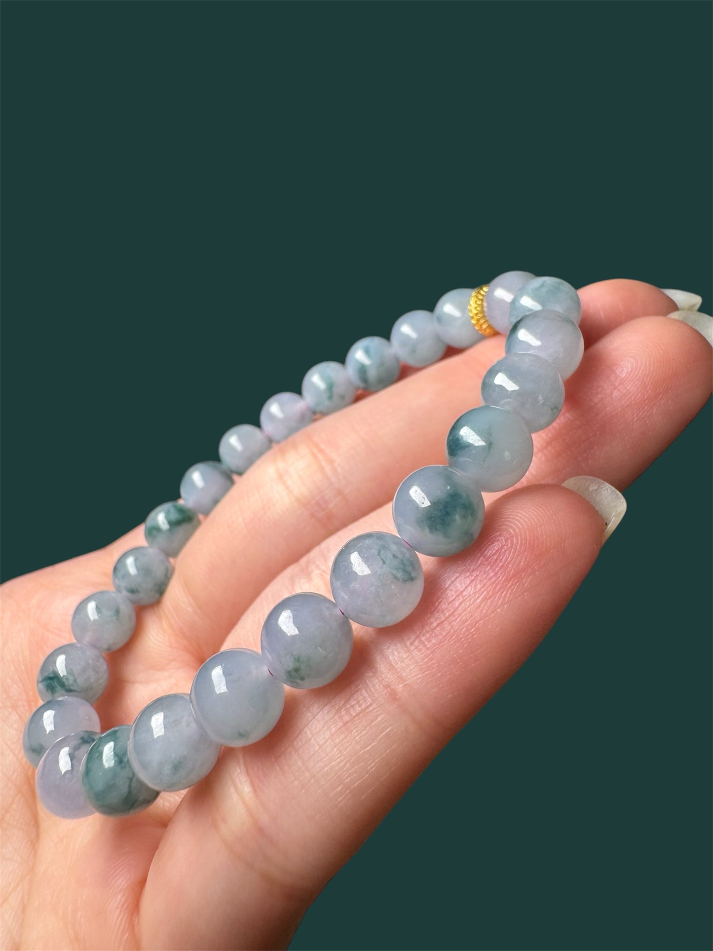 Light Violet Icy with Blue Floral Pattern - Ngọc Băng Lam Hoa Bay