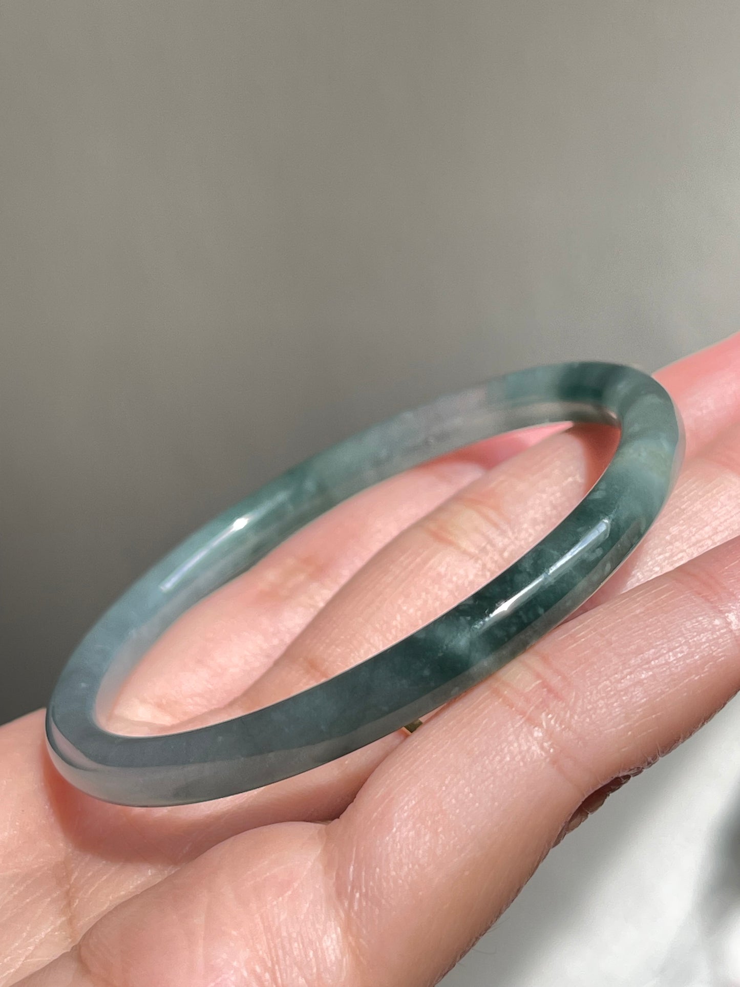 Blue Icy Jadeite Jade Bangle - Vòng Cẩm Thạch Băng Hoa Bay Lam