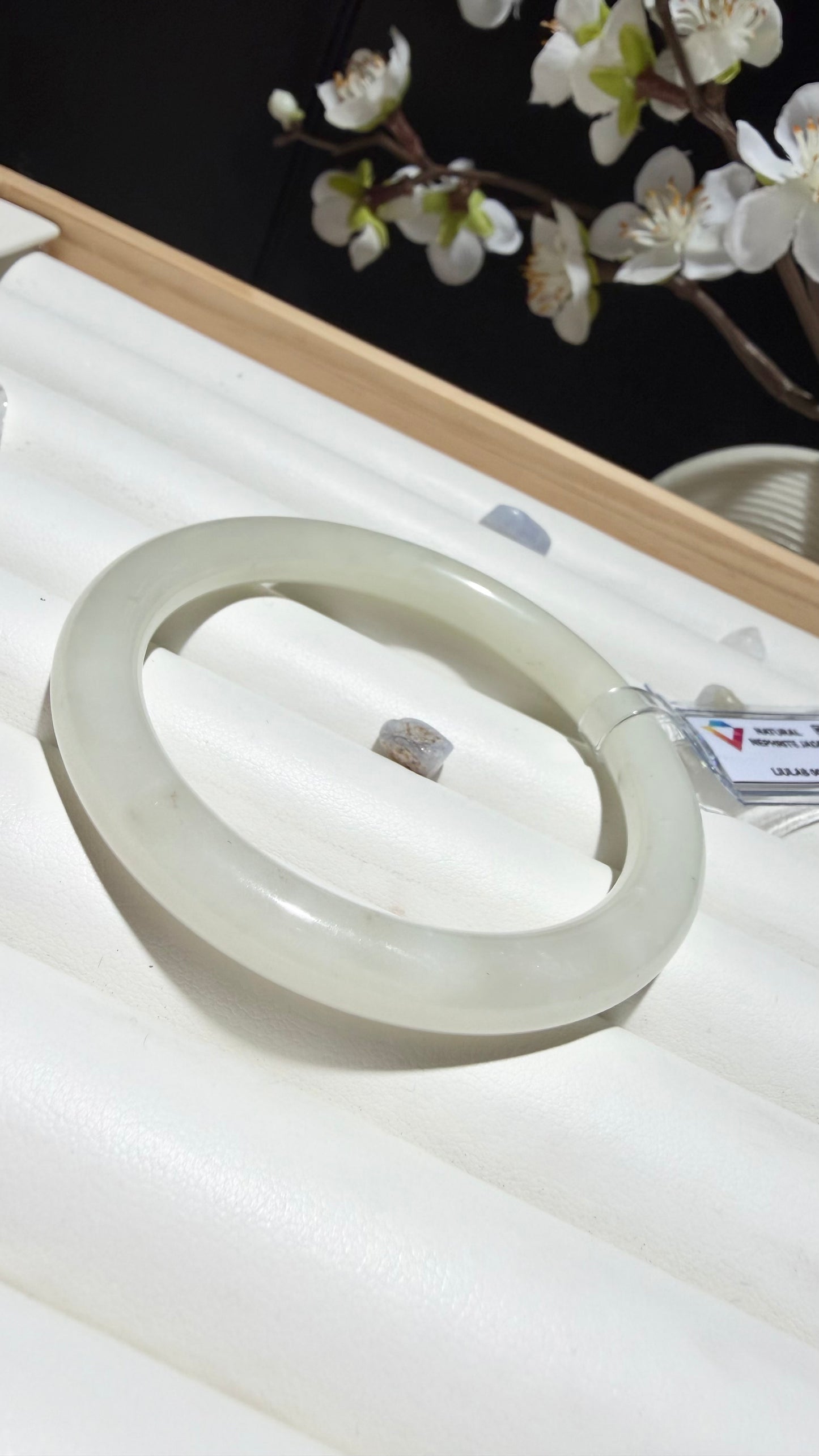 Natural White Nephrite Jade Bangle | Classic Elegance