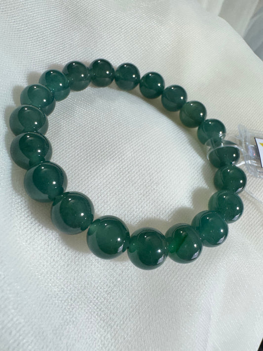 Guatemalan Icy Jadeite Jade Bracelet — Deep Ocean Glow (Natural Type A)