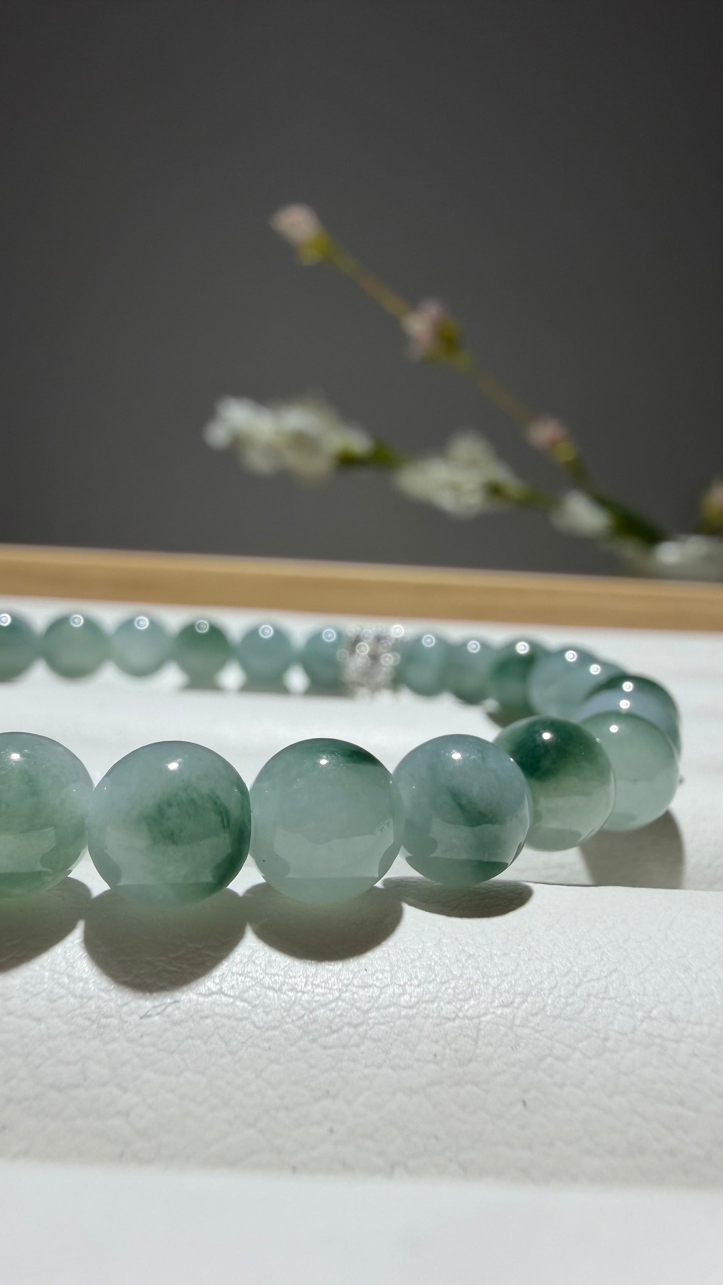 Natural Grade A Green Floating Flower Jadeite Jade Bracelet