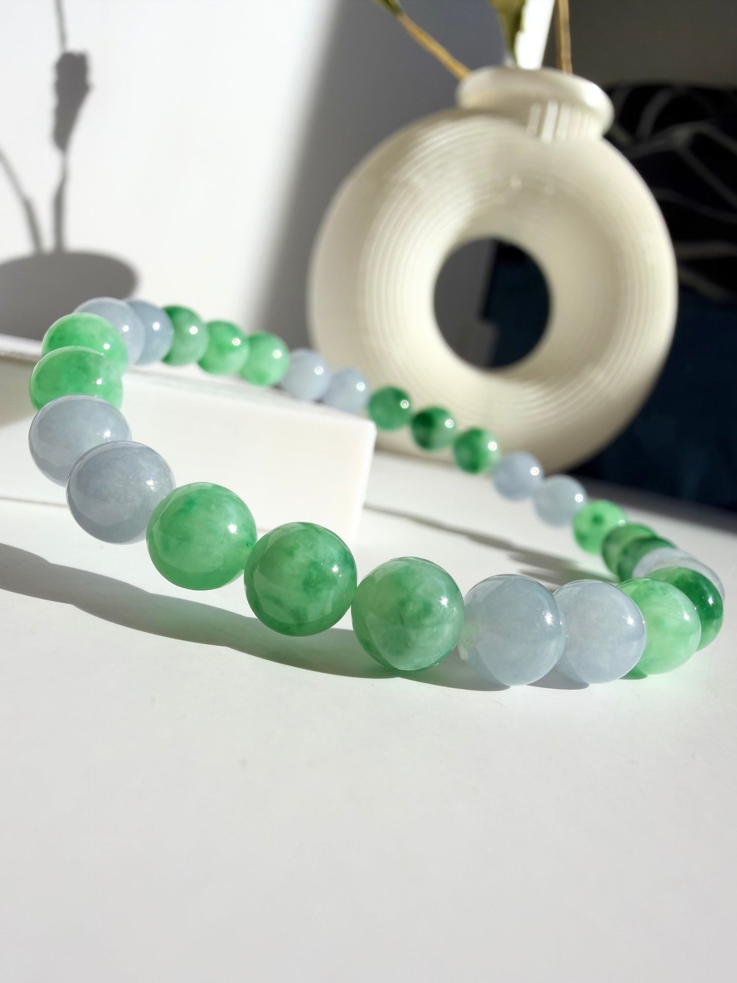 Natural Jade Bracelet – Green & Lavender Jade