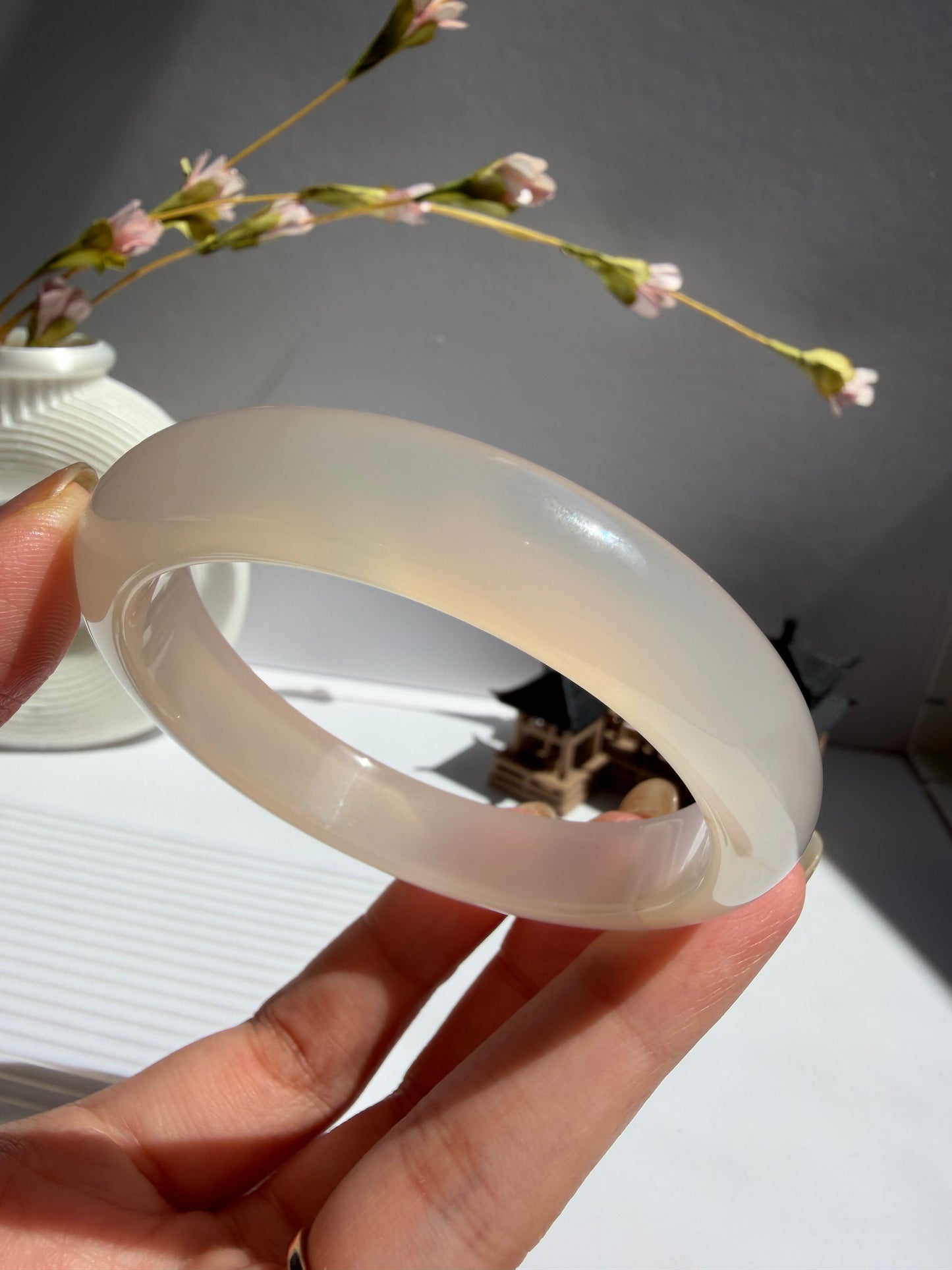 Natural Agate Bangle Soft Blush Elegance