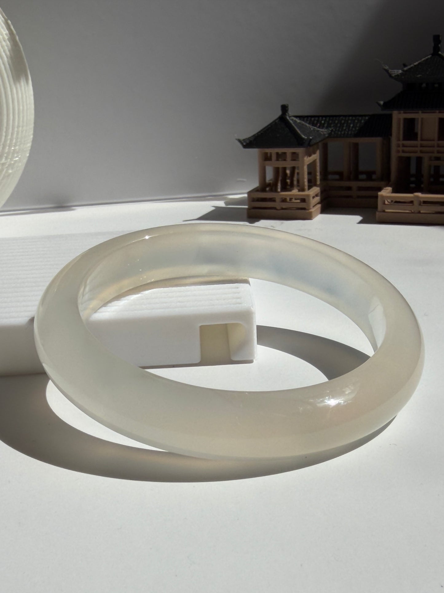 Natural Agate Bangle Soft Pearl Glow