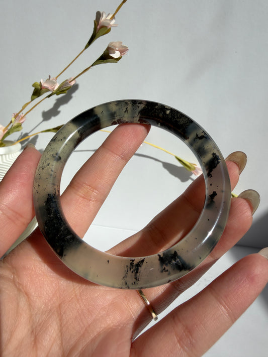 Natural Serpentine Bangle – Midnight Moss