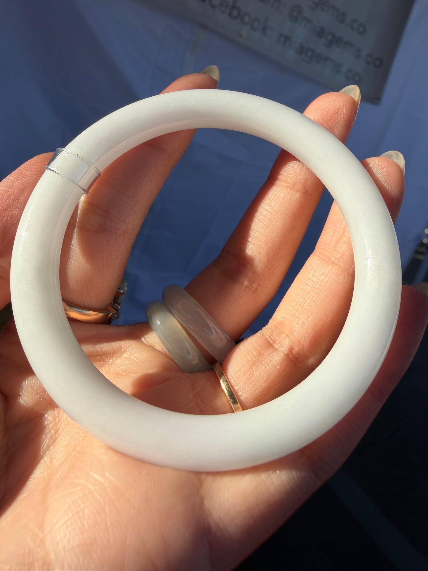 Pure White Certified Natural Grade A Myanmar Jadeite Jade Bangle