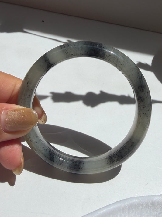 Ink Wash Certfied Natural Type A Hetian Nephrite Jade Bangle