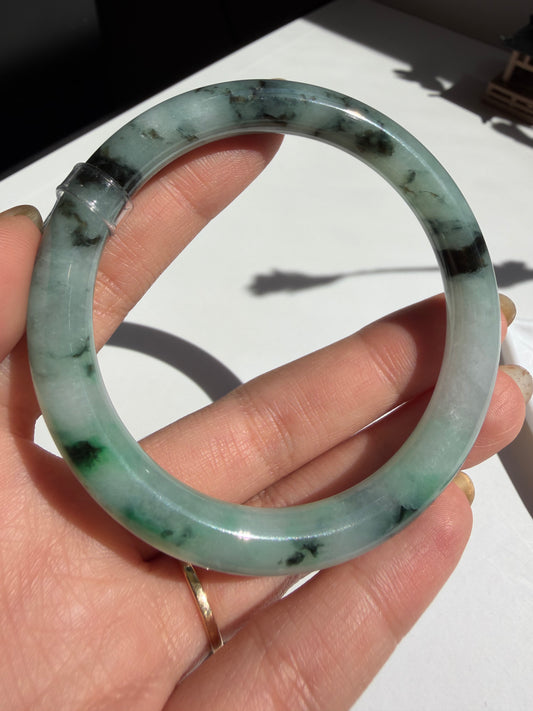 Serinity Ink Wash Certified Natural Type A Fei Cui (Myanmar Jadeite) Jade Bangle