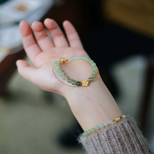 Hetian Jade Flower Bracelet