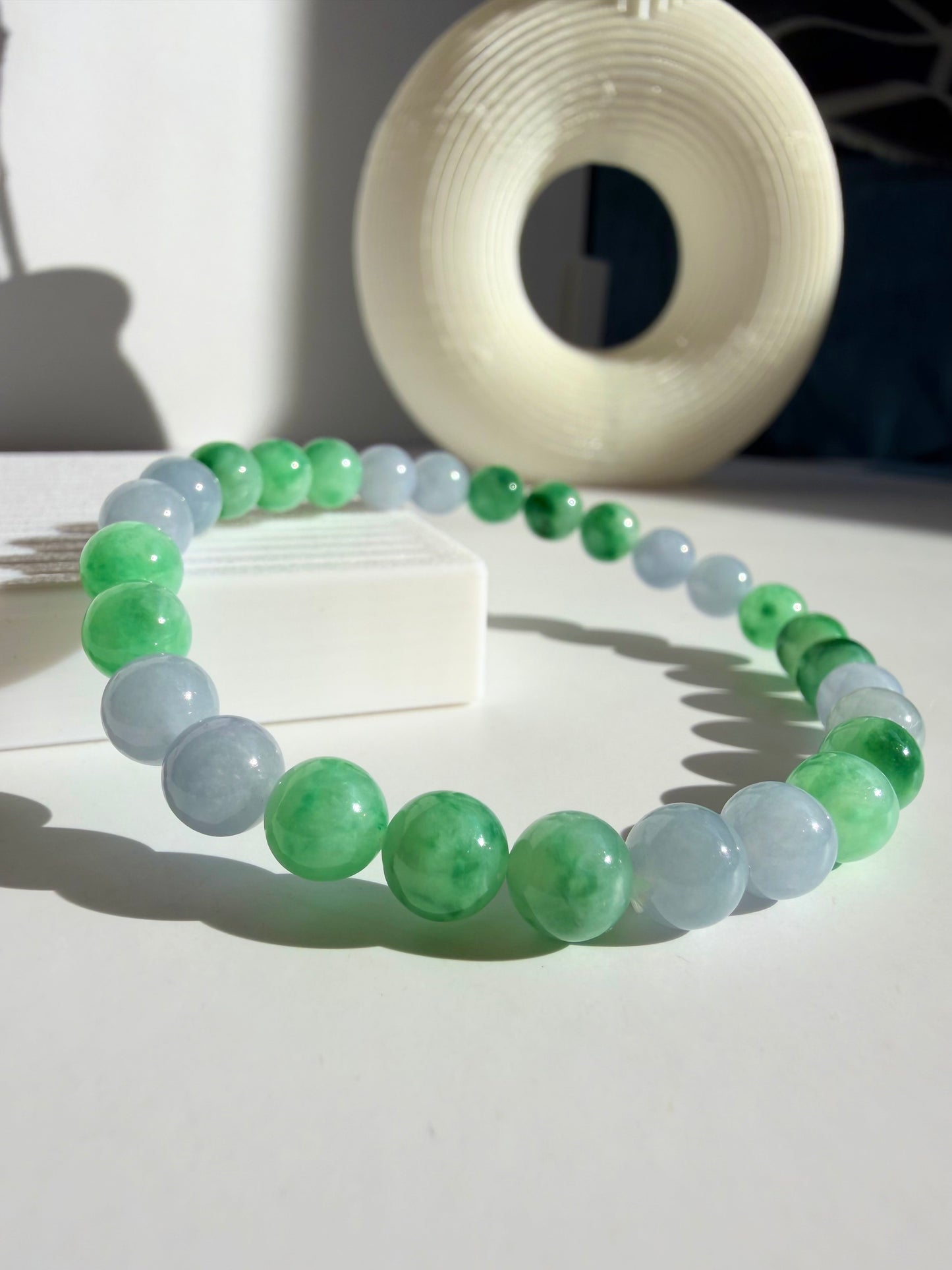Natural Jade Bracelet – Green & Lavender Jade