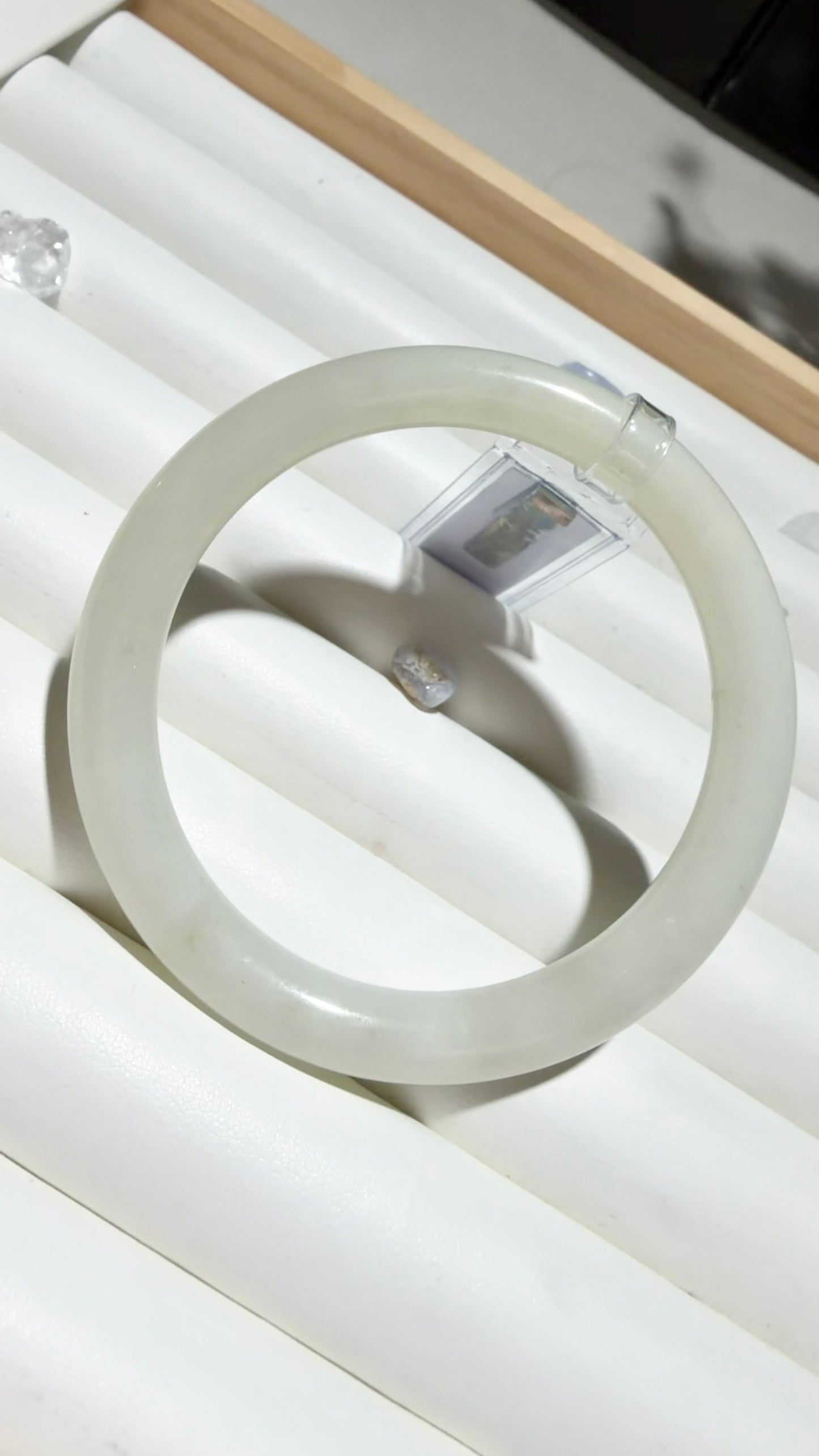 Natural White Nephrite Jade Bangle | Classic Elegance