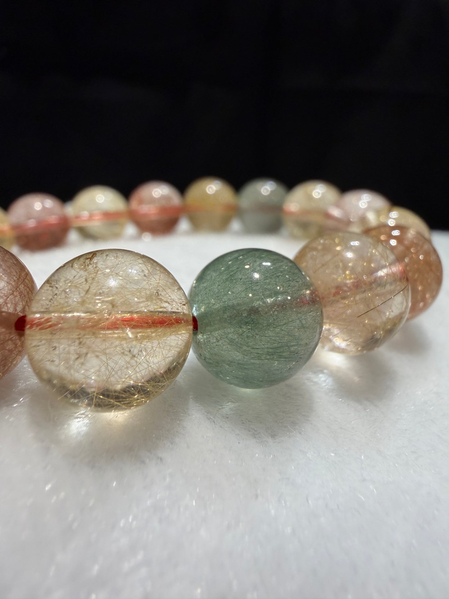 Multi Color Rutilated Quartz- Chuỗi Thạch Anh Tóc Tam Tài (RQB010)