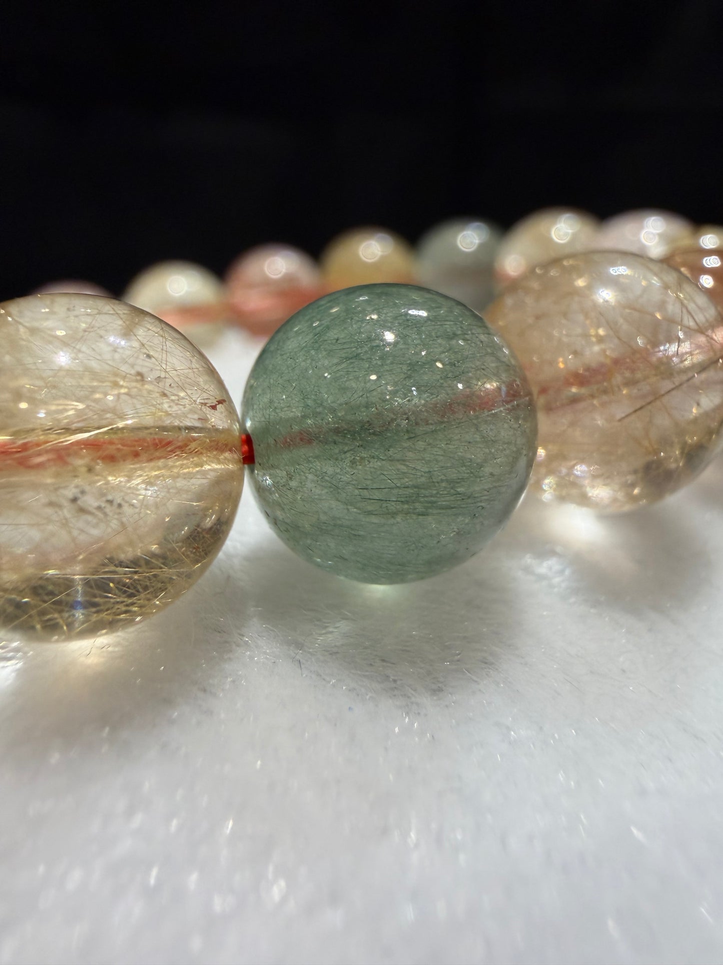 Multi Color Rutilated Quartz- Chuỗi Thạch Anh Tóc Tam Tài (RQB010)