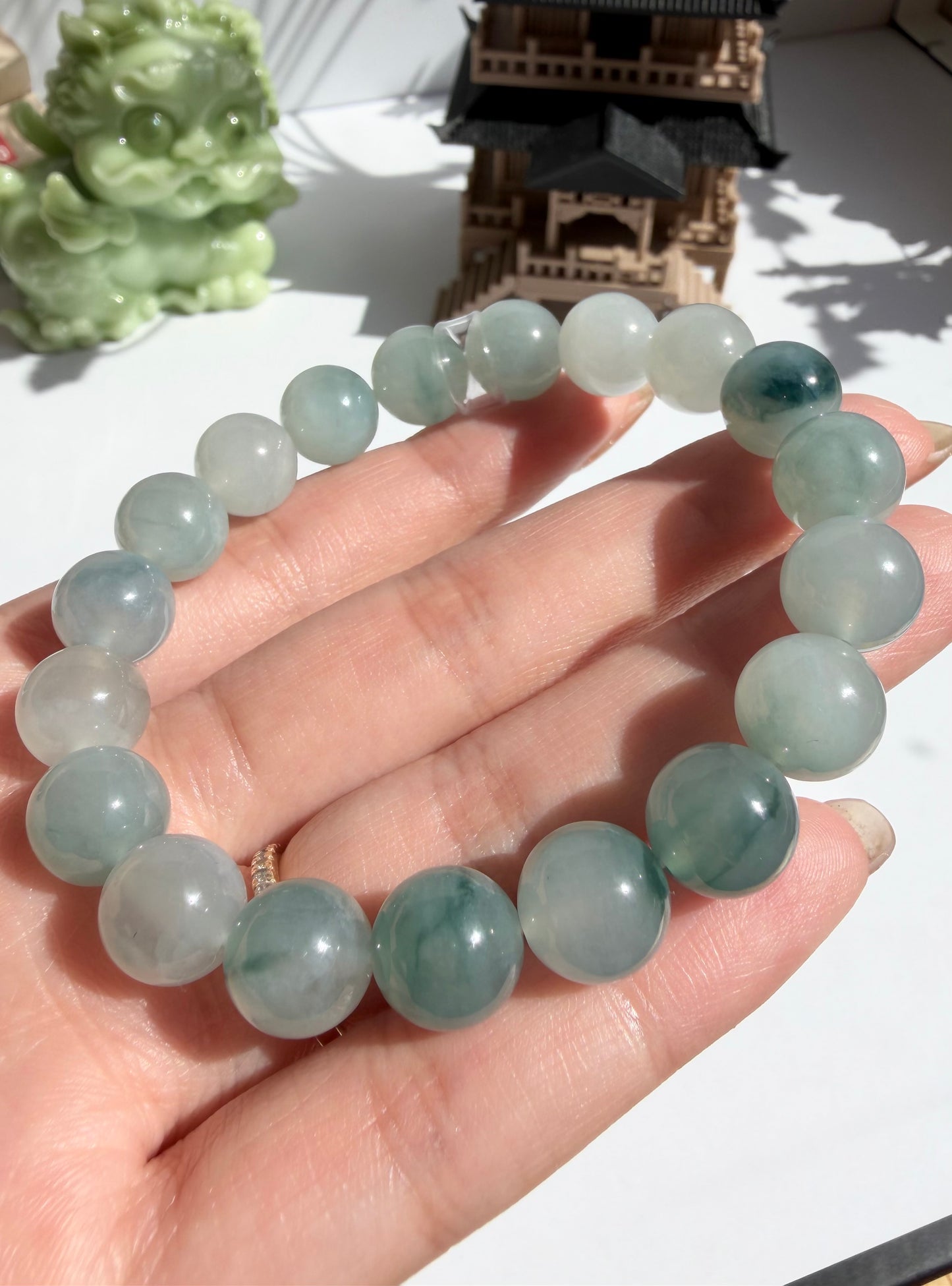 Floating Blue Flower Jadeite Jade