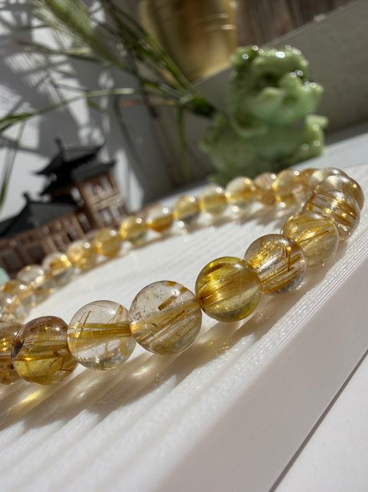 Gold Rutilated Quartz - Chuỗi Thạch Anh Tóc Vàng (8mm)