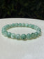 Green Floating Flower Myanmar Jadeite Jade Bead Bracelet