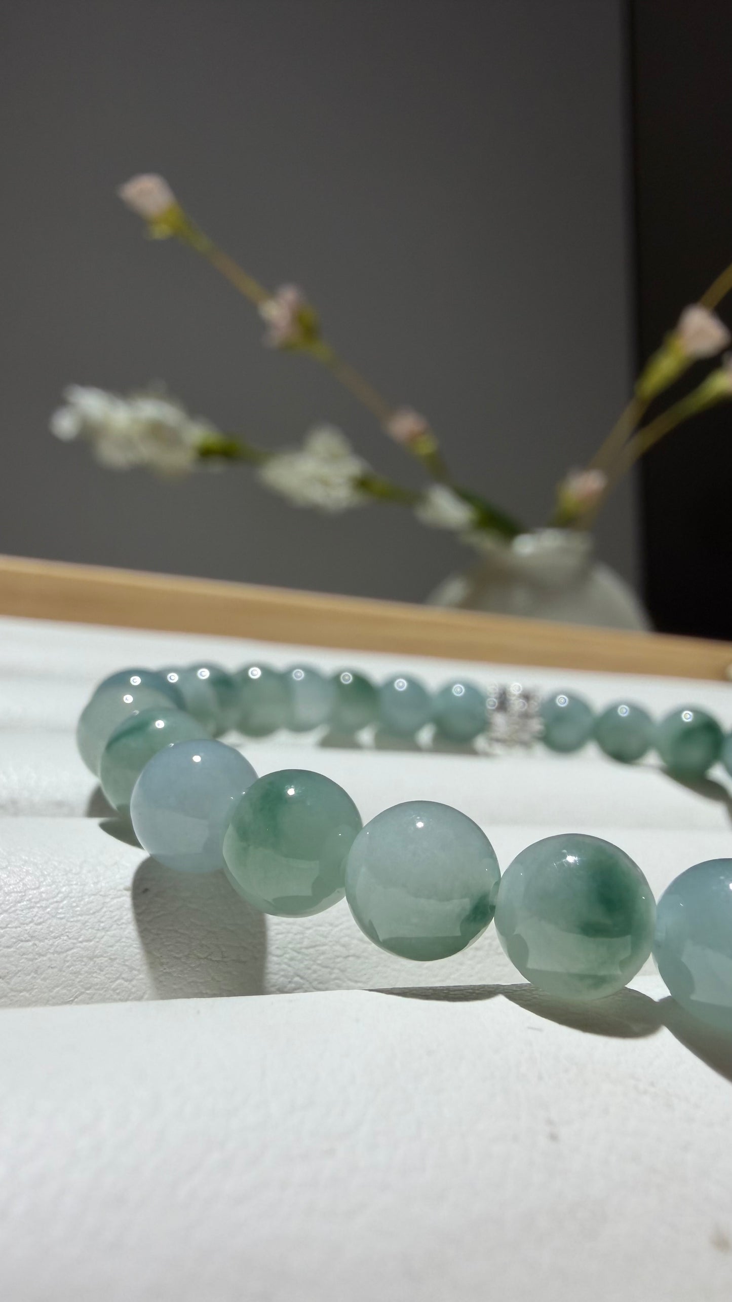 Natural Grade A Green Floating Flower Jadeite Jade Bracelet