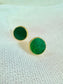 Silver Gold Plated Jade Studded Round Earring