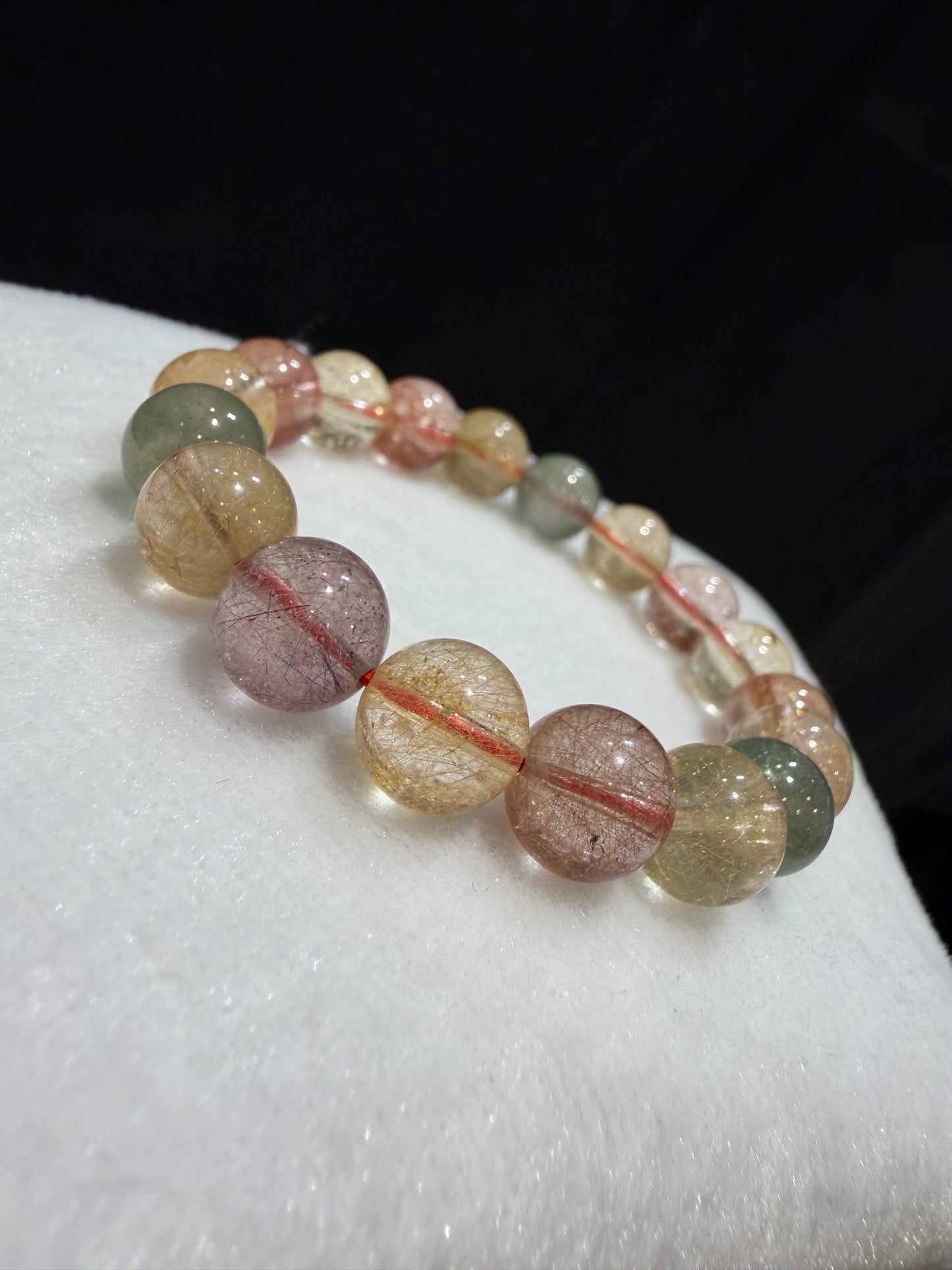 Multi Color Rutilated Quartz- Chuỗi Thạch Anh Tóc Tam Tài (RQB010)