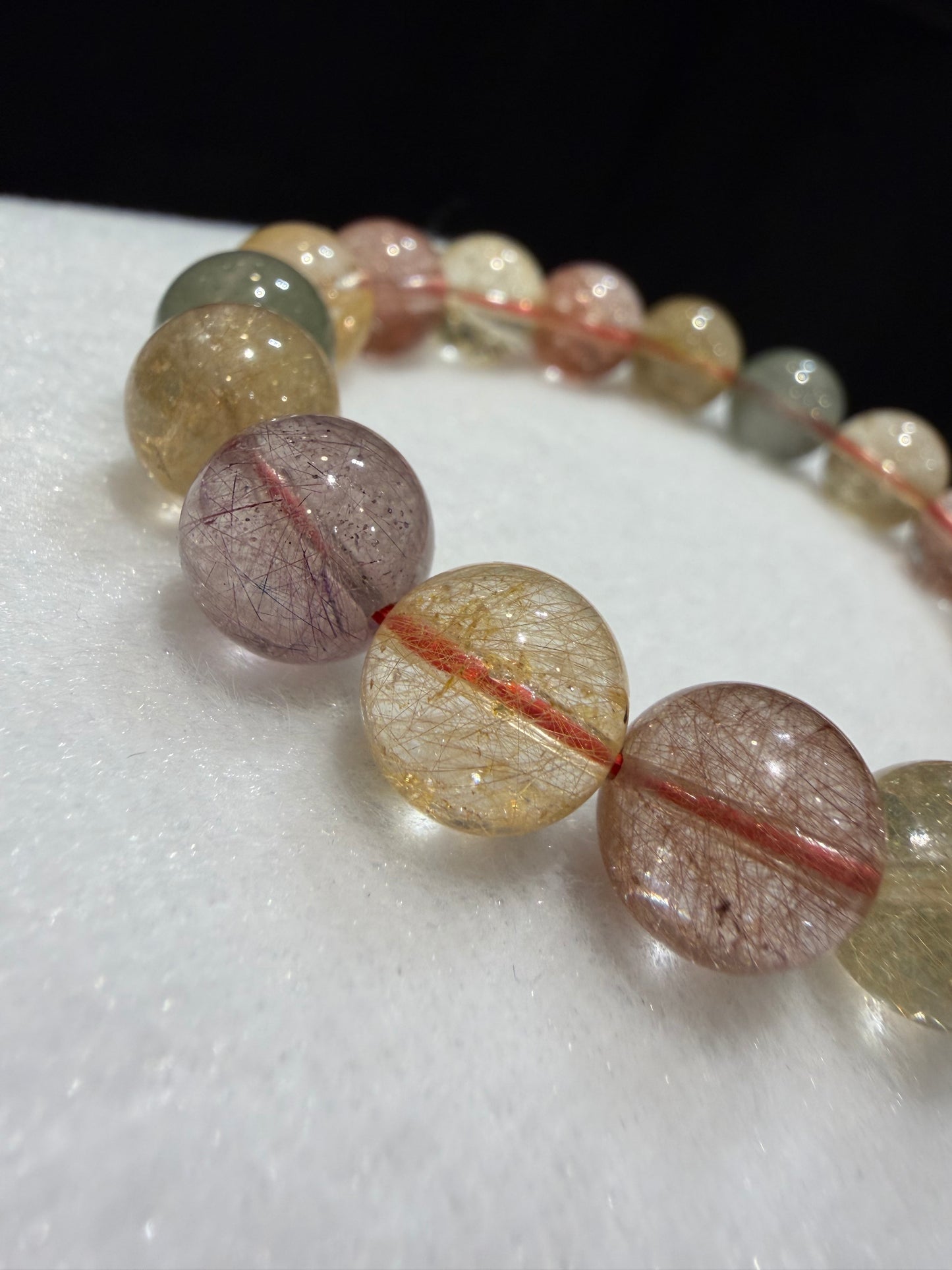 Multi Color Rutilated Quartz- Chuỗi Thạch Anh Tóc Tam Tài (RQB010)