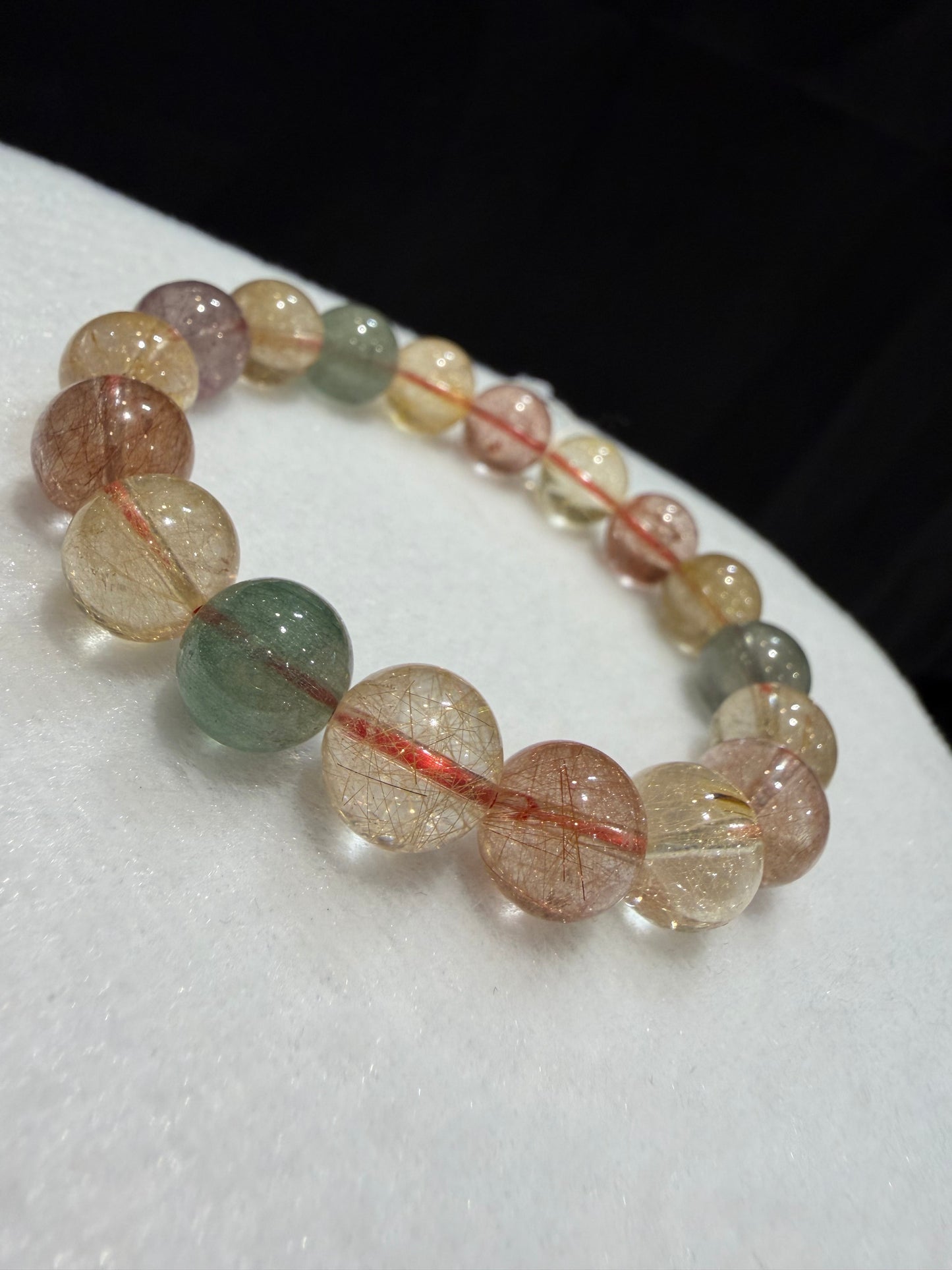 Multi Color Rutilated Quartz- Chuỗi Thạch Anh Tóc Tam Tài (RQB010)