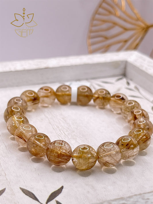 Bronze Rutilated Quartz - Vòng Thạch Anh Tóc Nâu Đồng