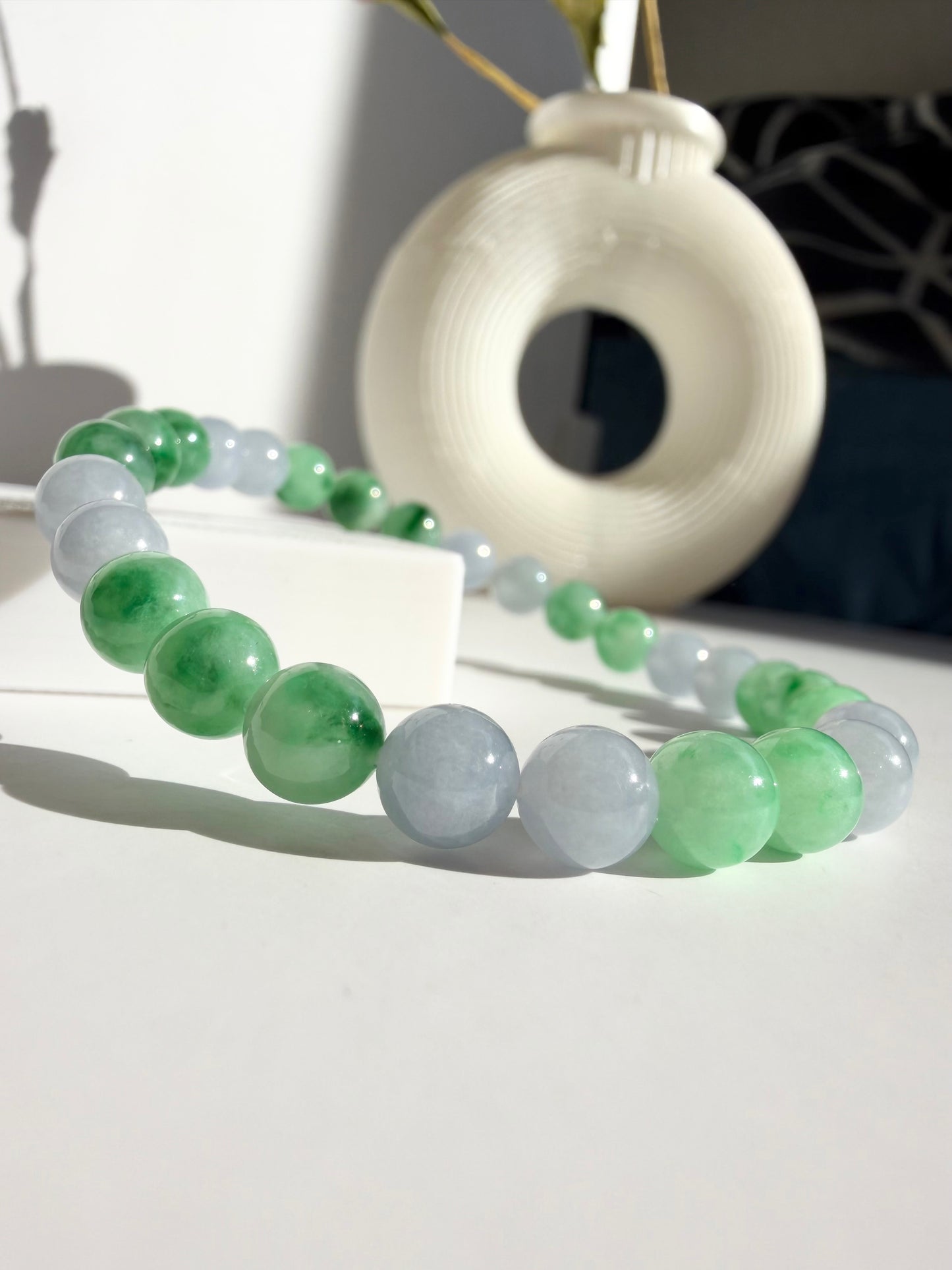 Natural Jade Bracelet – Green & Lavender Jade