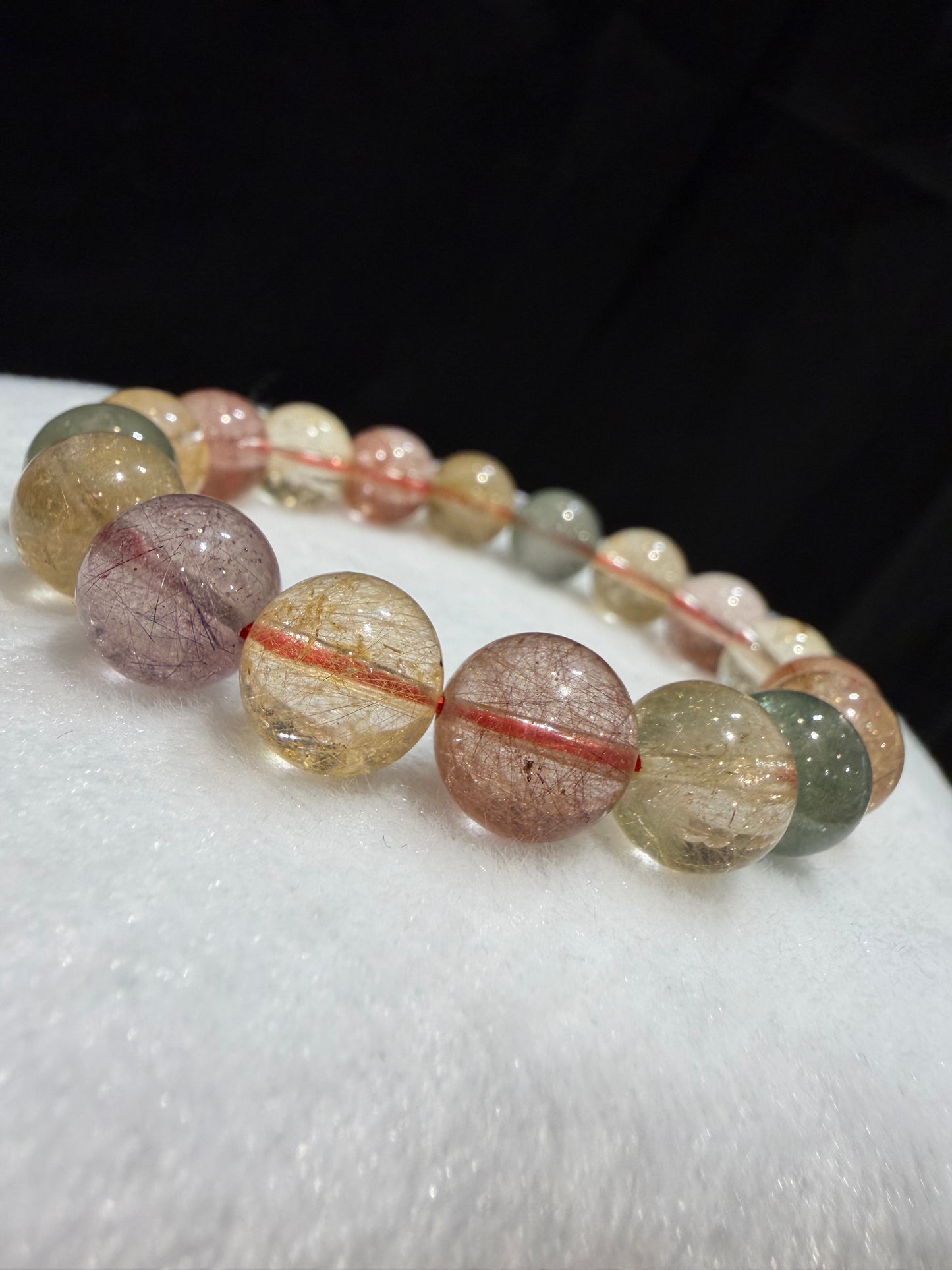 Multi Color Rutilated Quartz- Chuỗi Thạch Anh Tóc Tam Tài (RQB010)