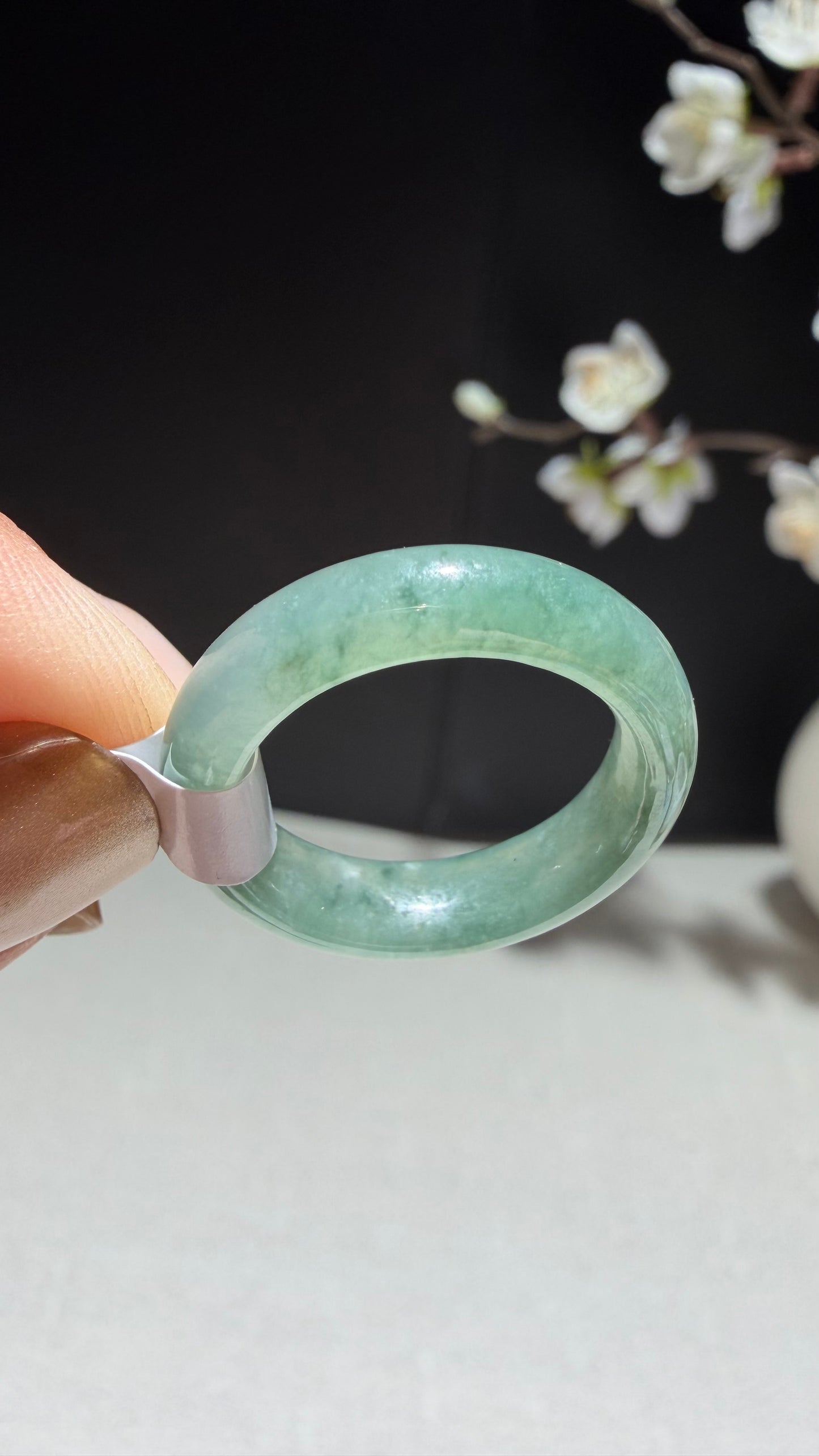 Natural Grade A Myanmar Green Jadeite Jade Ring