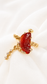 Natural Untreated Red Jadeite Jade Koi Ring in 18K Gold