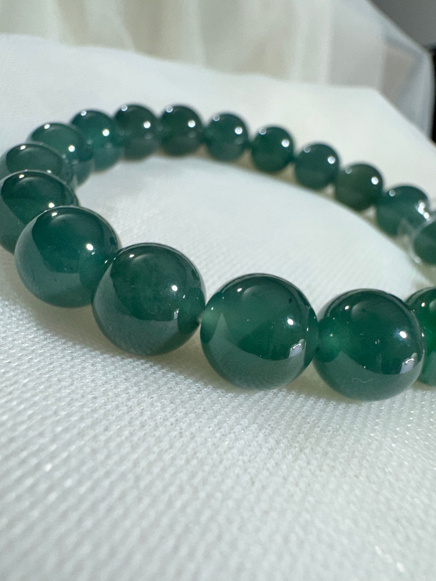 Guatemalan Icy Jadeite Jade Bracelet — Deep Ocean Glow (Natural Type A)