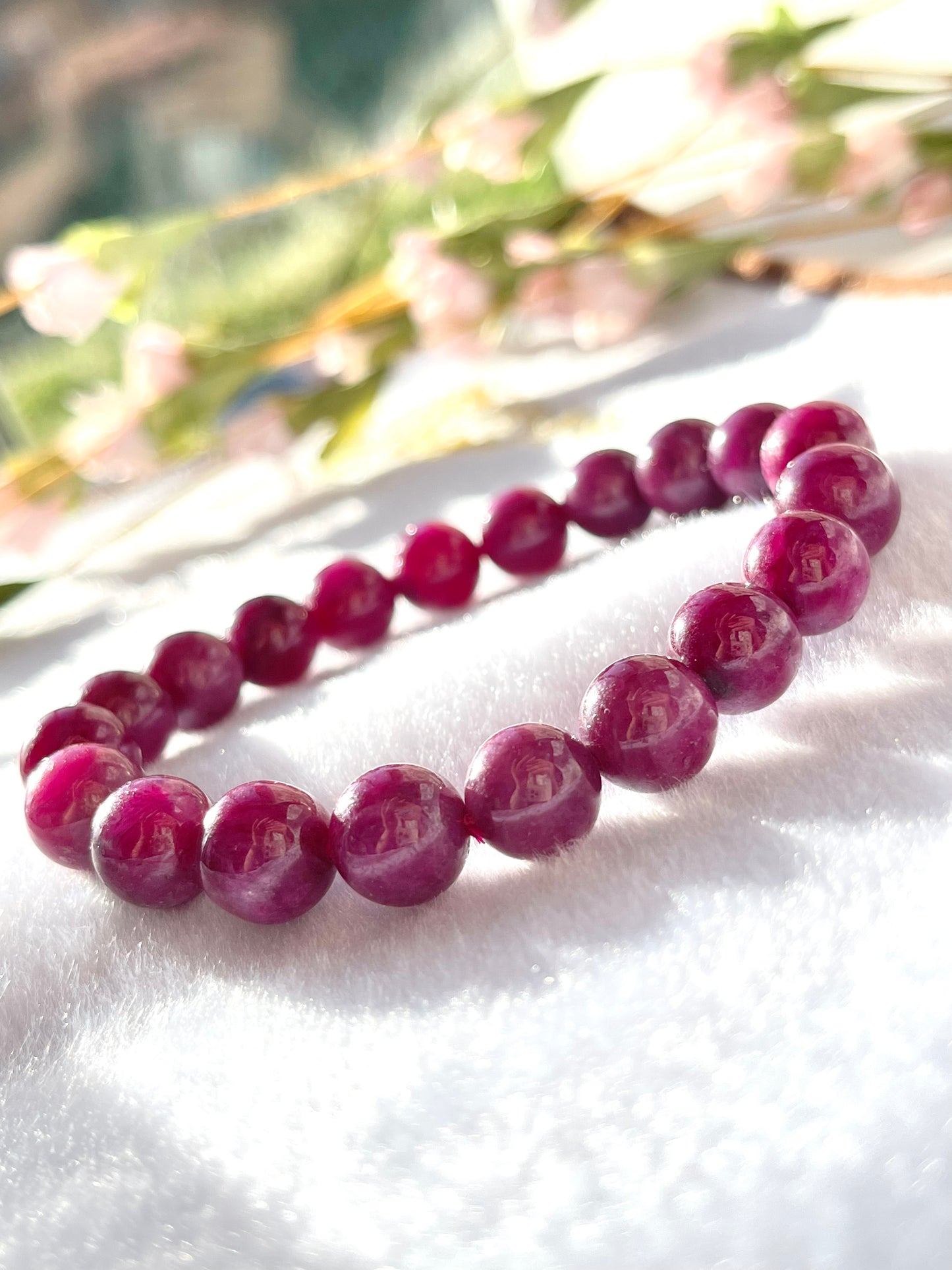 Precious Ruby Bead Bracelet