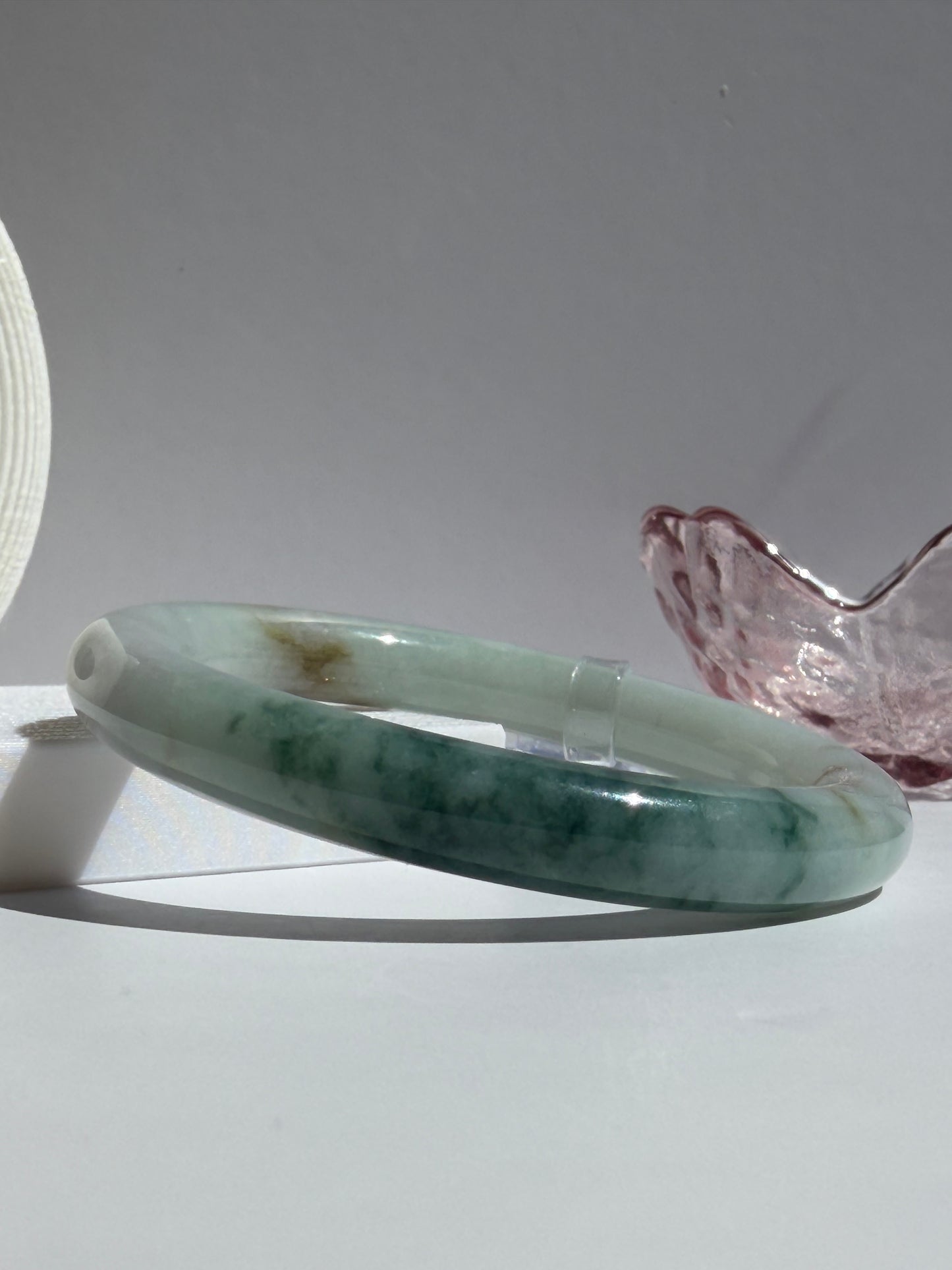 White-Blue Glutinous Jade Bangle