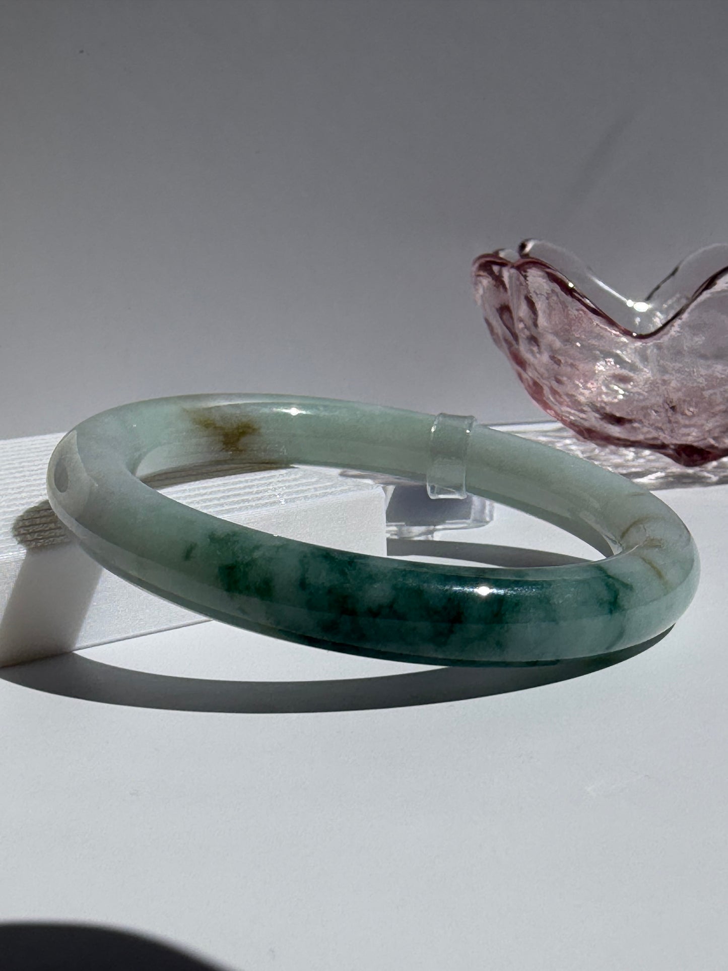 White-Blue Glutinous Jade Bangle