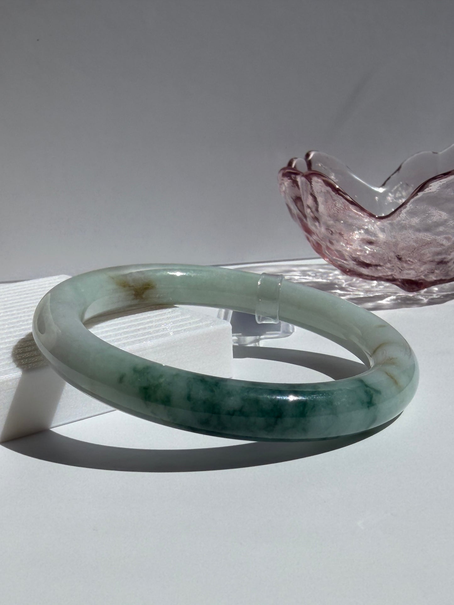 White-Blue Glutinous Jade Bangle