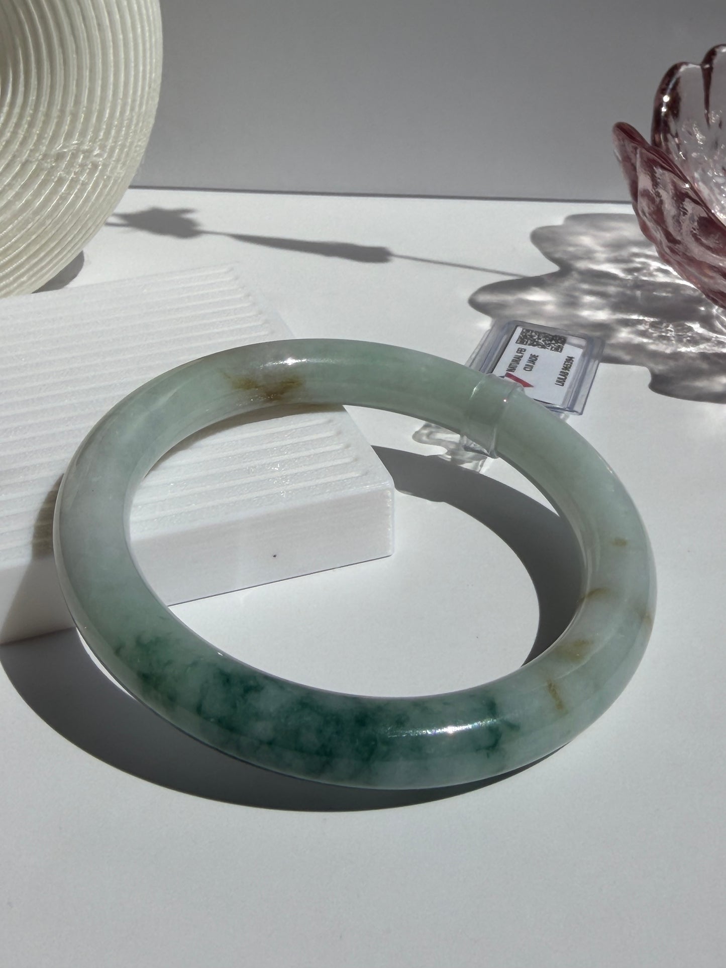 White-Blue Glutinous Jade Bangle