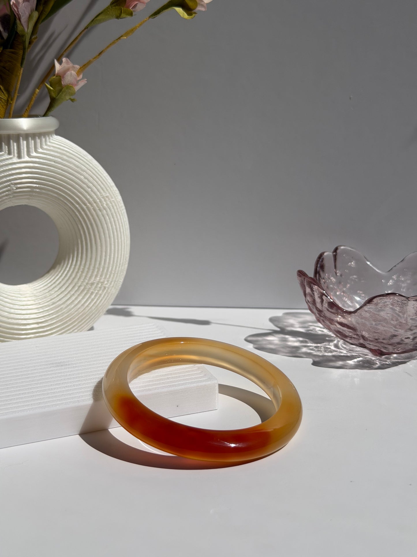 Honey Amber Gradient Glow Natural Agate Bangle