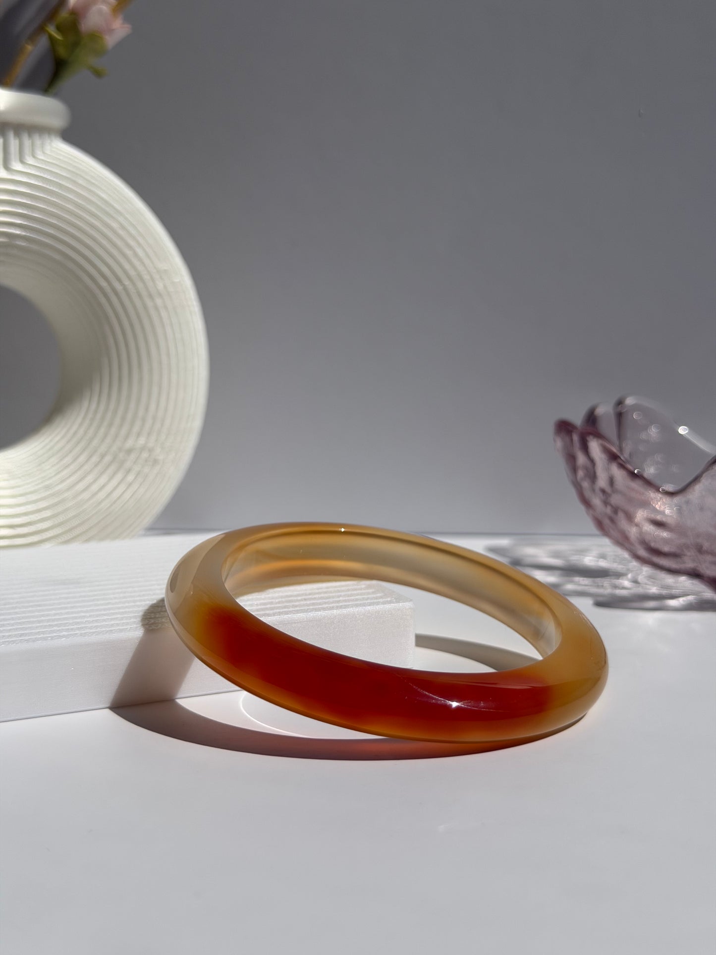 Honey Amber Gradient Glow Natural Agate Bangle