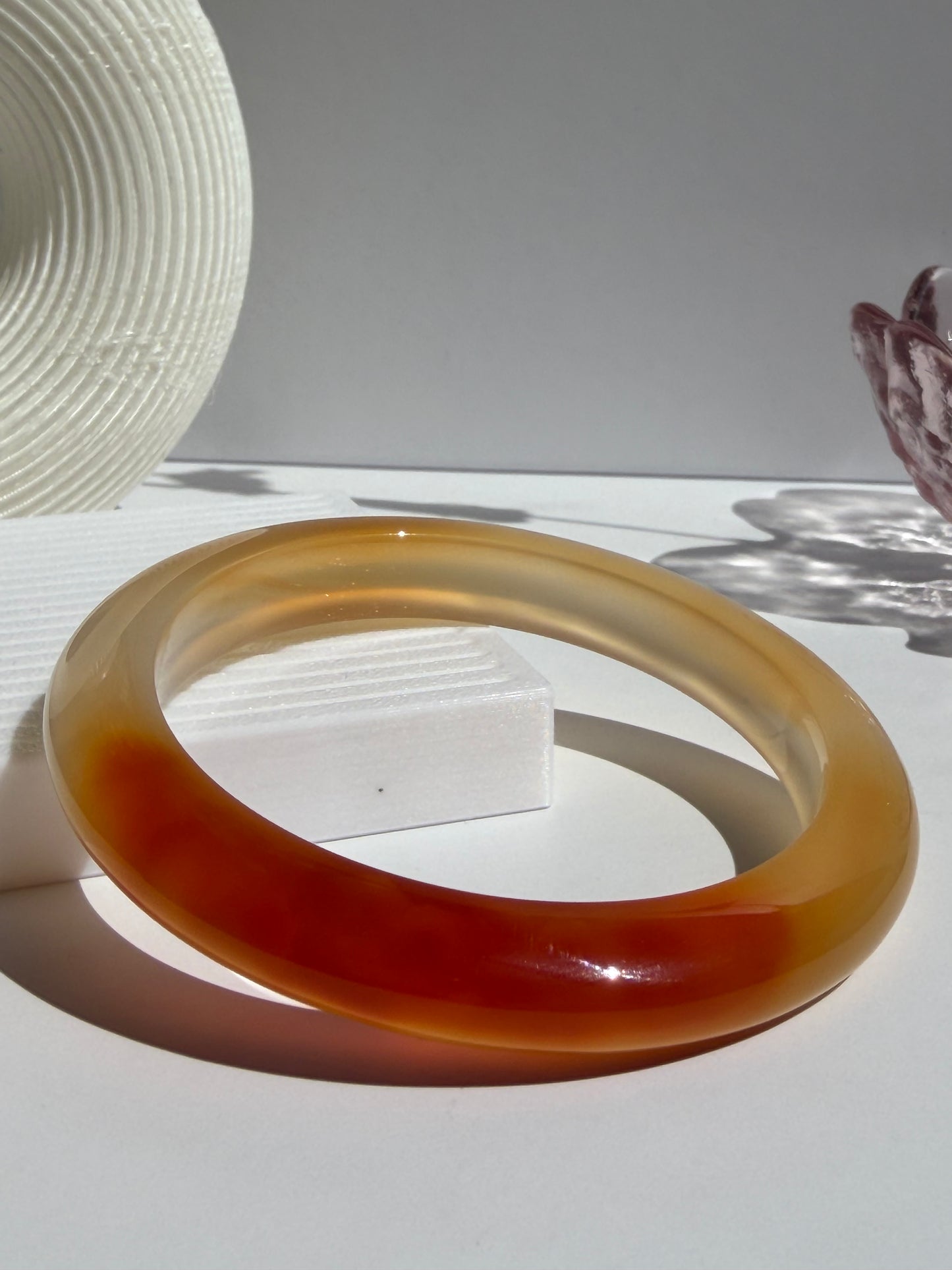 Honey Amber Gradient Glow Natural Agate Bangle
