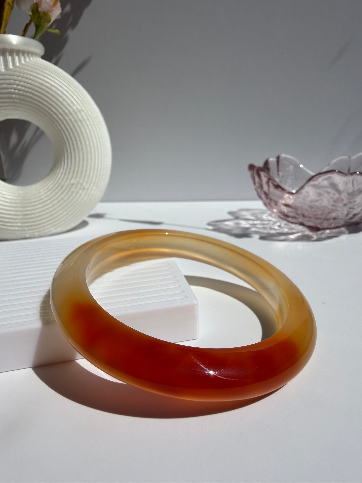 Honey Amber Gradient Glow Natural Agate Bangle