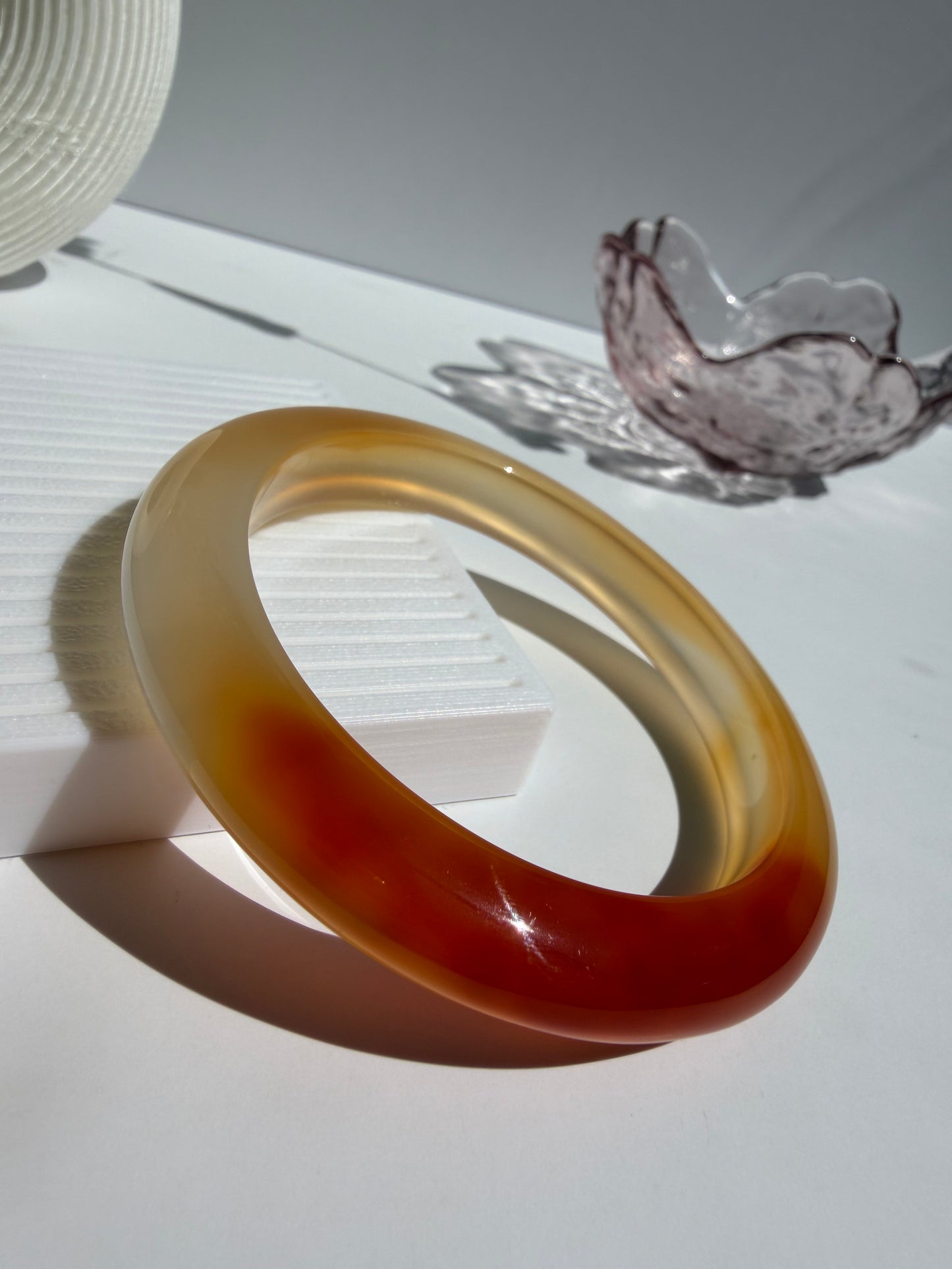 Honey Amber Gradient Glow Natural Agate Bangle