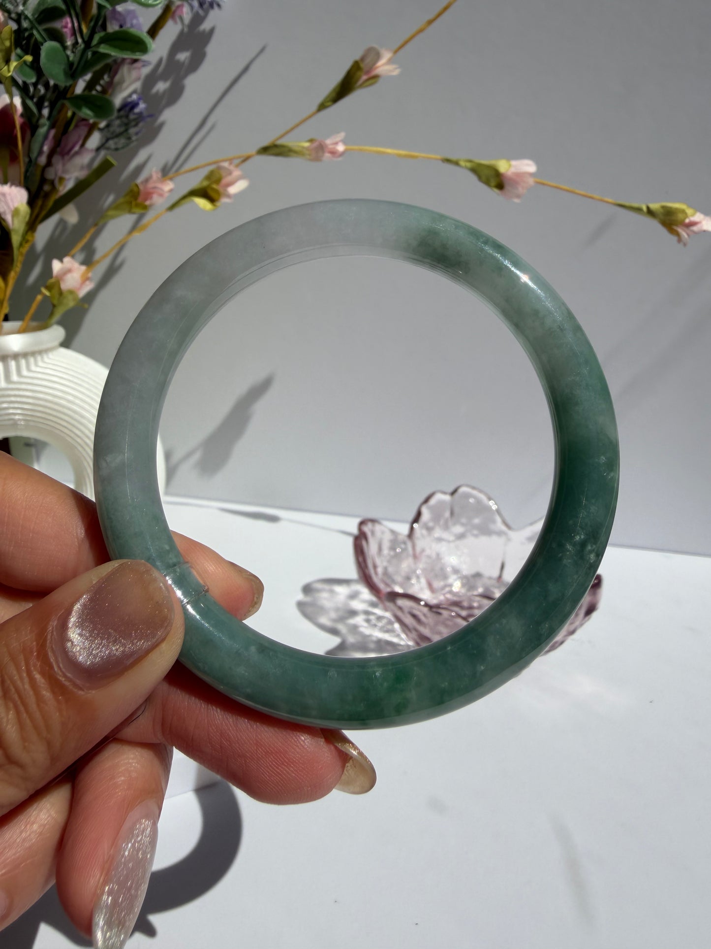 Natural Misty Green Serenity Jadeite Jade Bangle