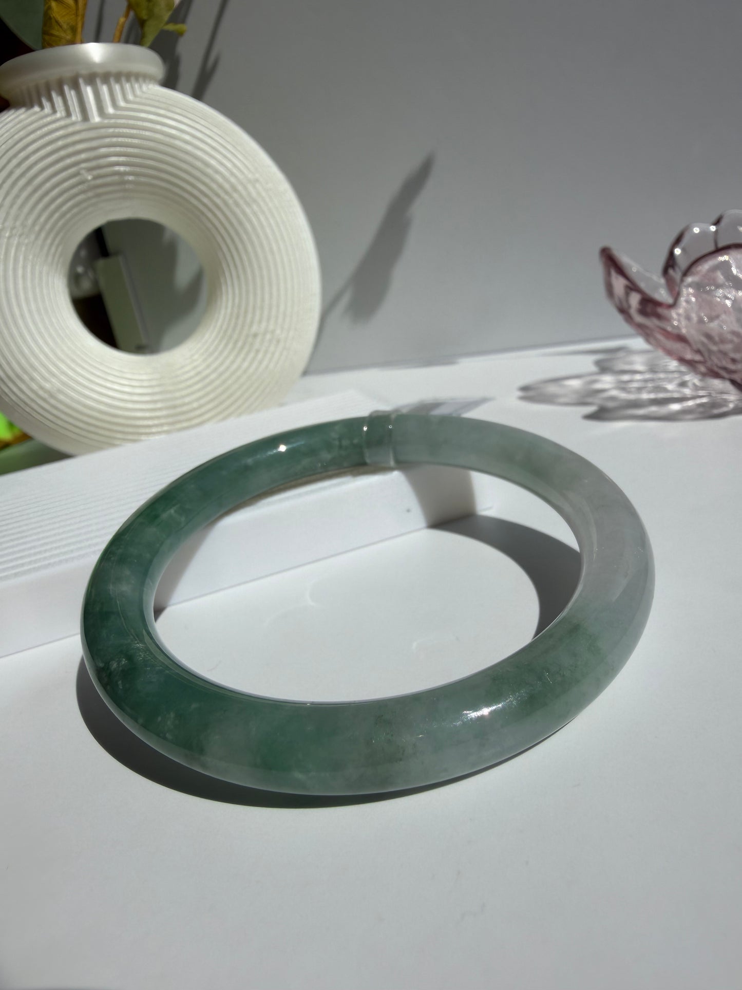 Natural Misty Green Serenity Jadeite Jade Bangle