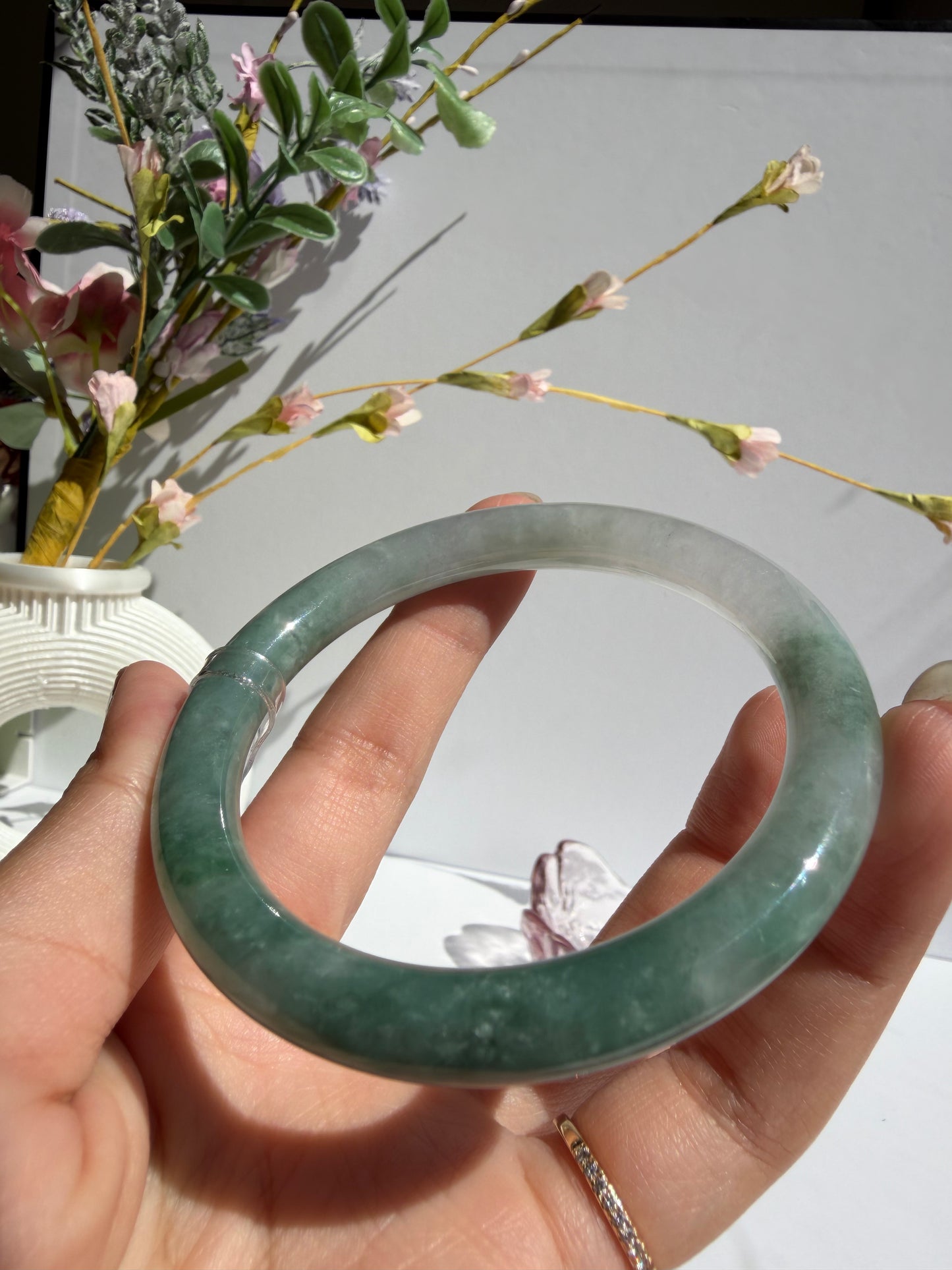 Natural Misty Green Serenity Jadeite Jade Bangle