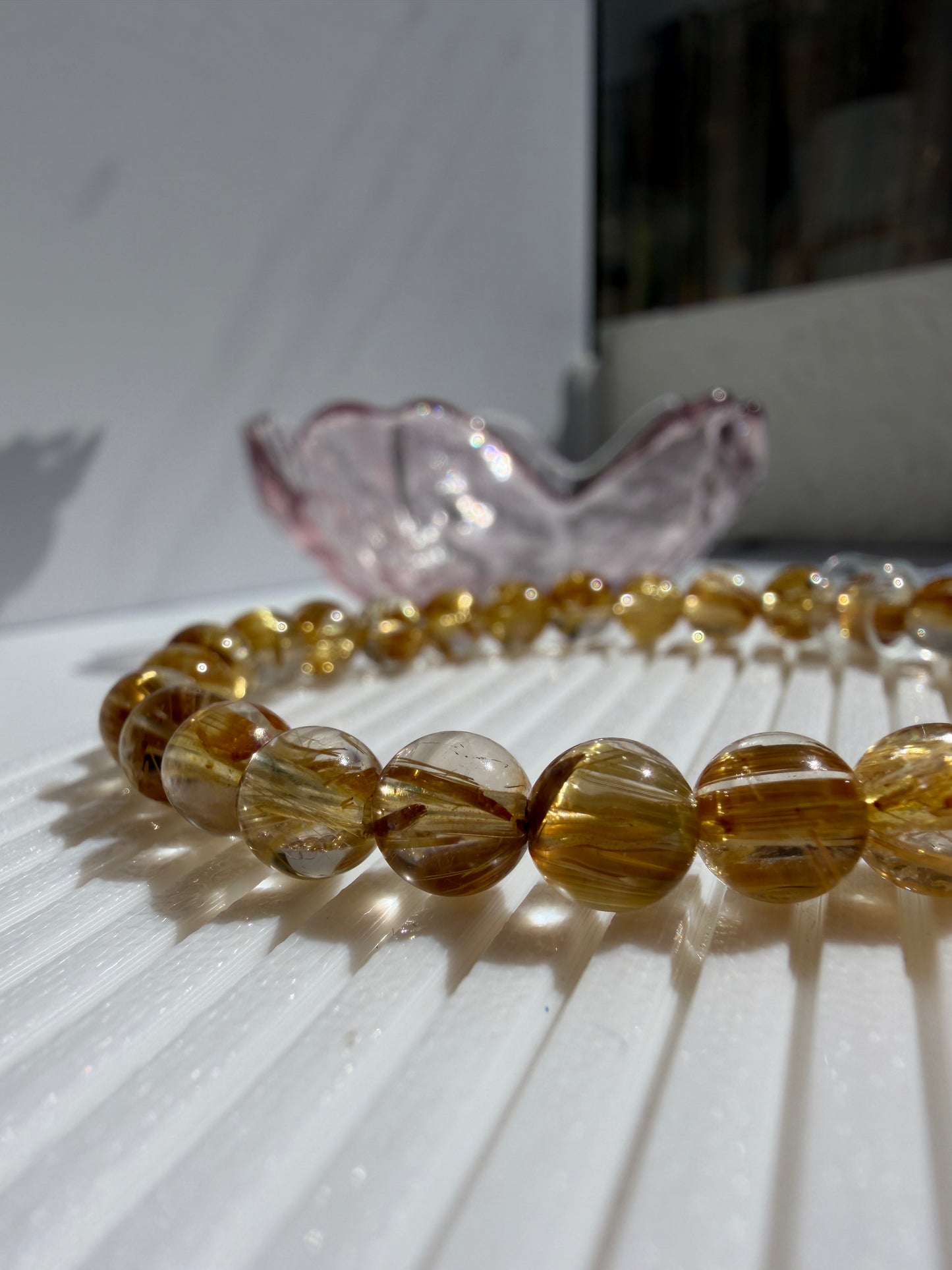 Natural Golden Rutilated Quartz Bracelet