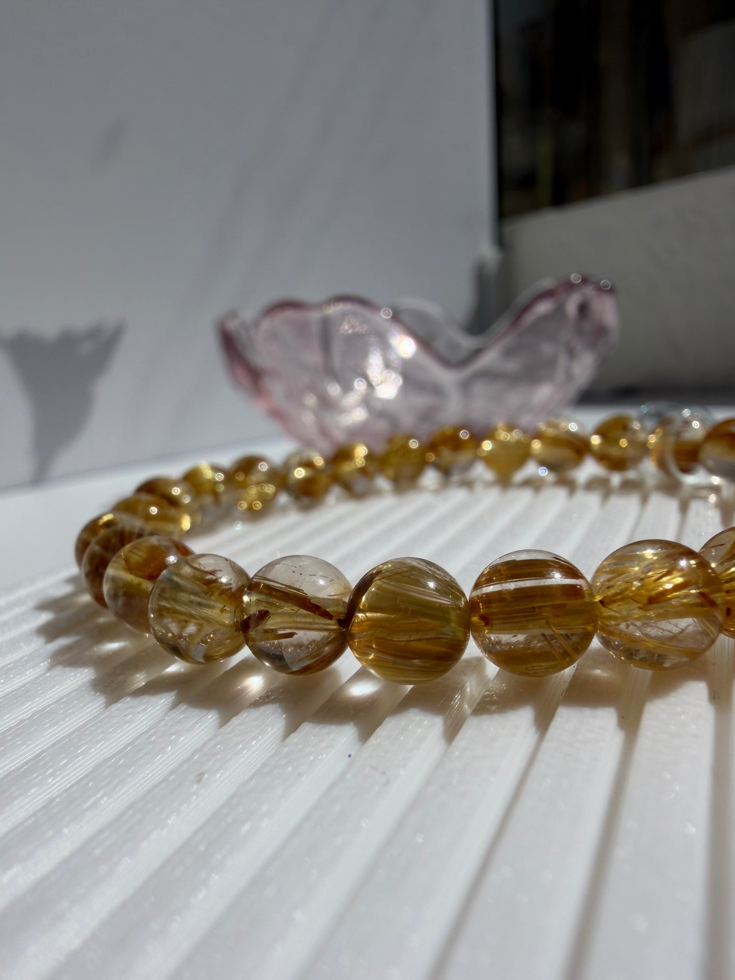 Natural Golden Rutilated Quartz Bracelet