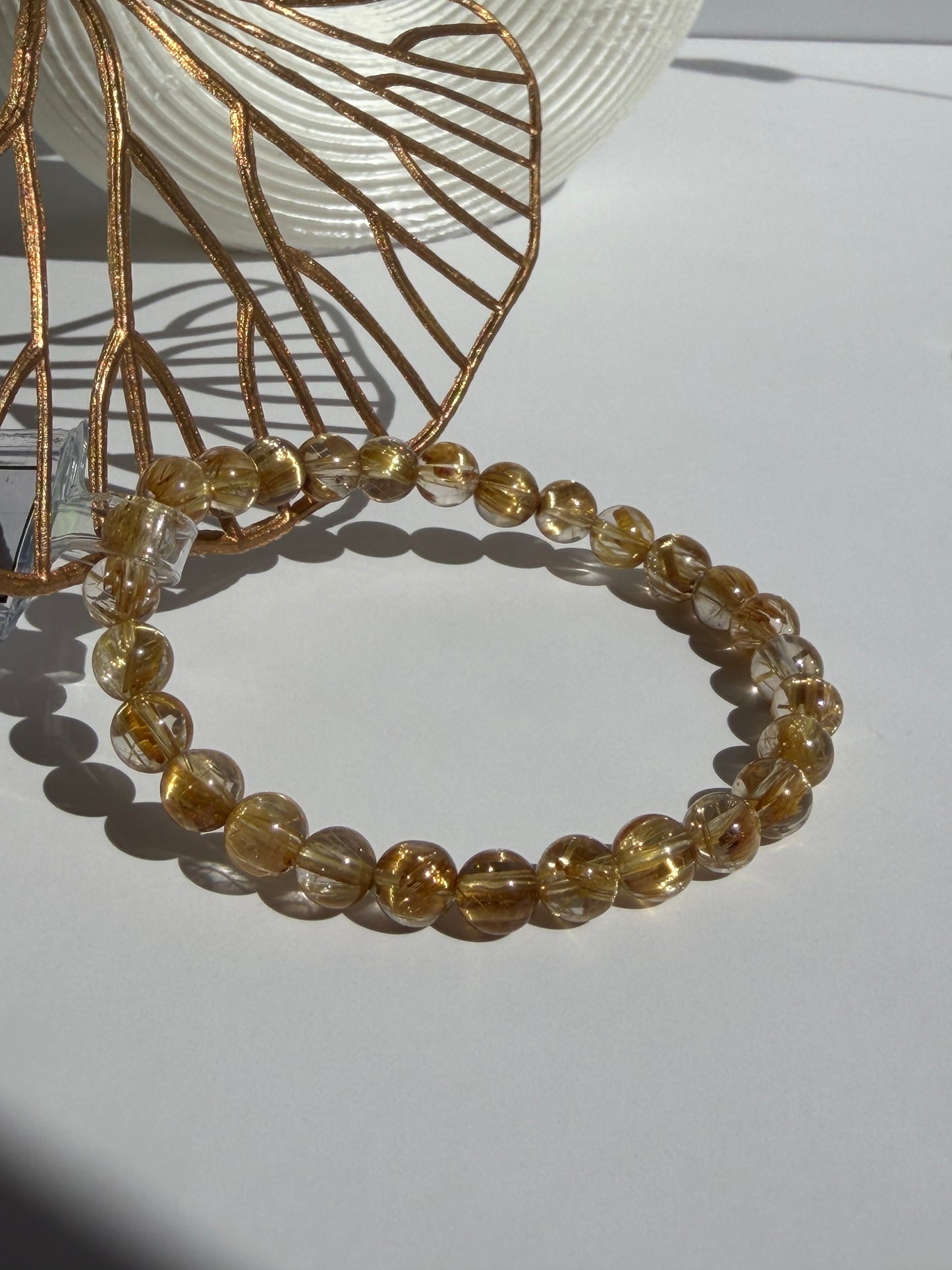 Natural Golden Rutilated Quartz Bracelet
