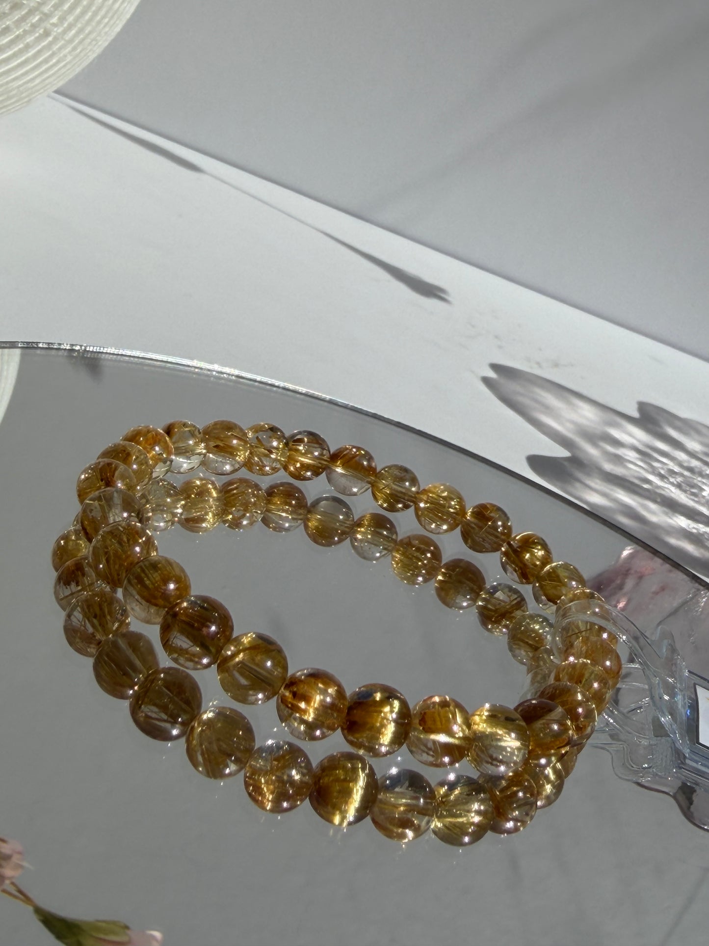 Natural Golden Rutilated Quartz Bracelet